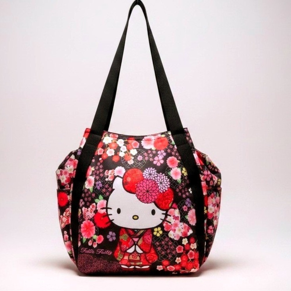 Sanrio Hello Kitty Balloon Tote Kimono Sakura Zip Shoulder Bag Japan Exclusive